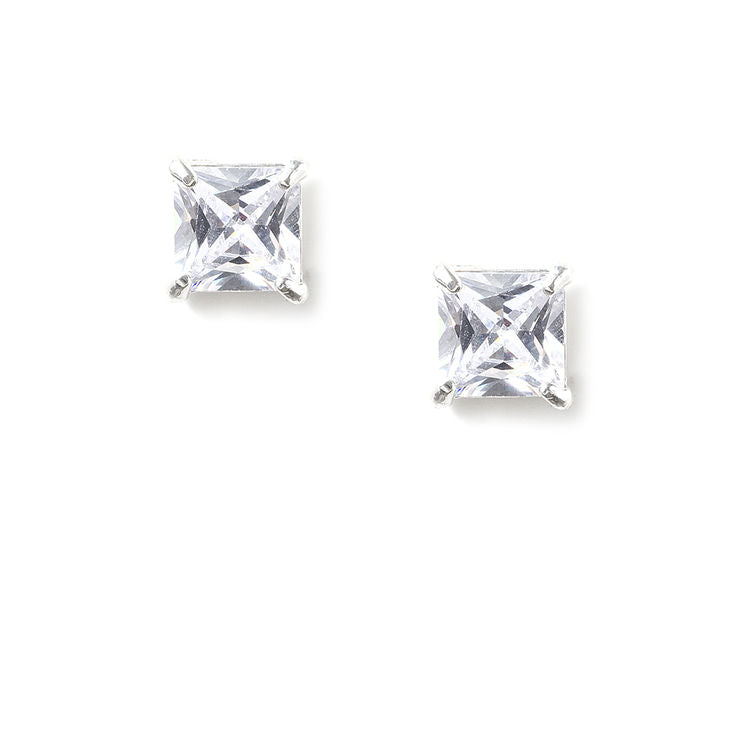 Amy and Annette 14K Gold Over Sterling Silver and Sterling Silver Genuine Crystal Square Stud Earring