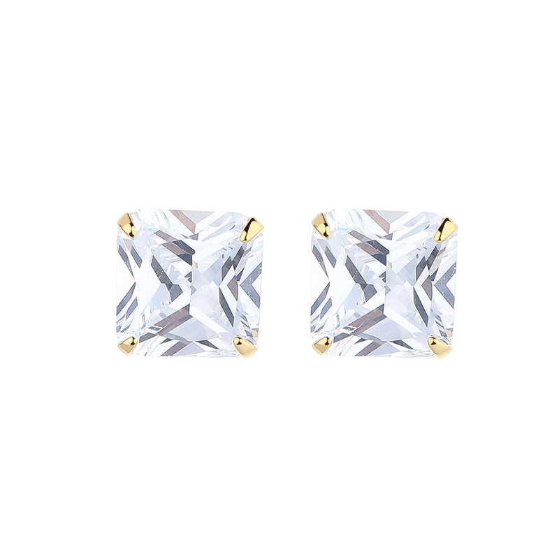 Amy and Annette 14K Gold Over Sterling Silver and Sterling Silver Genuine Crystal Square Stud Earring
