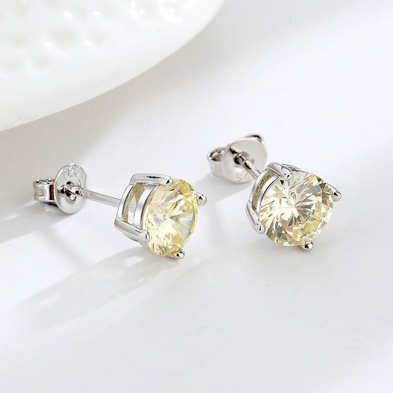 14K Gold and Sterling Silver Stud Earrings In Sapphire. Emerald and Citrine Options