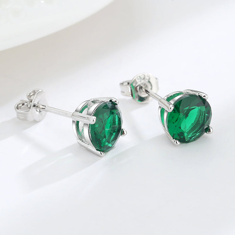 14K Gold and Sterling Silver Stud Earrings In Sapphire. Emerald and Citrine Options