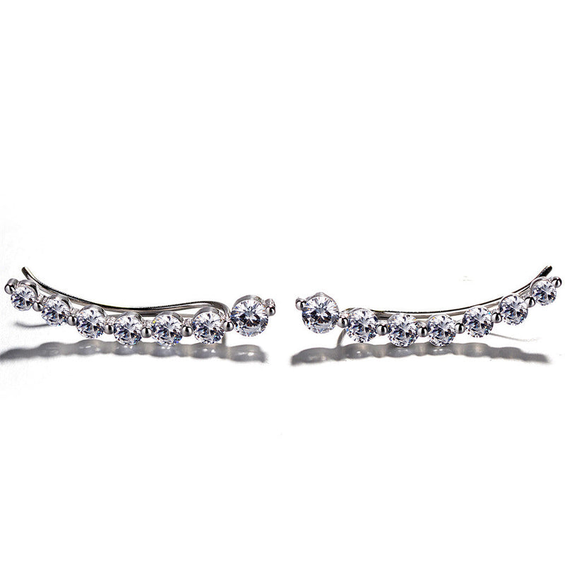 14K White Gold or 14K Rose Gold Crystal Climber Crawler Earrings