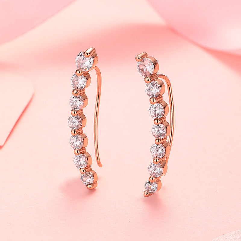 14K White Gold or 14K Rose Gold Crystal Climber Crawler Earrings