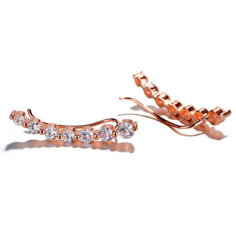 14K White Gold or 14K Rose Gold Crystal Climber Crawler Earrings