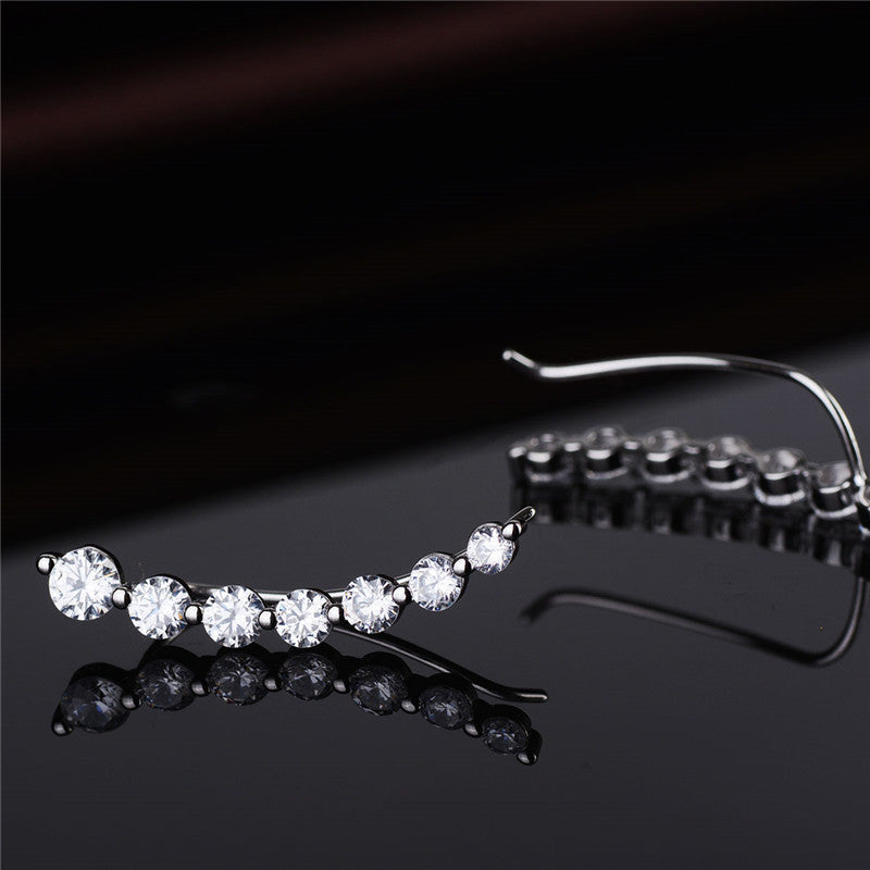 14K White Gold or 14K Rose Gold Crystal Climber Crawler Earrings