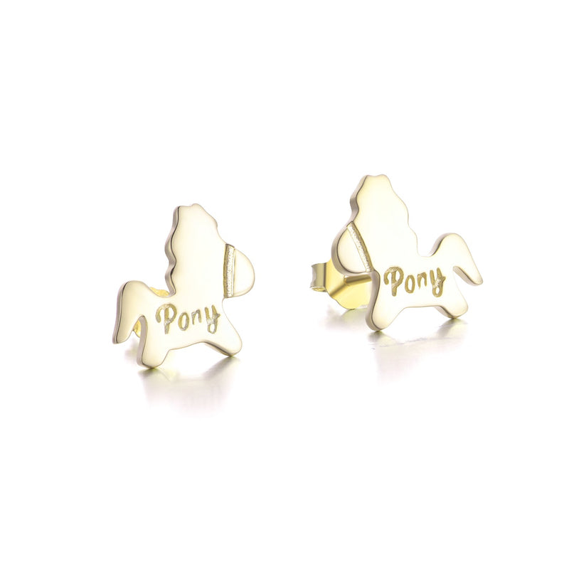 18k Gold and Sterling Silver Pony Earring
