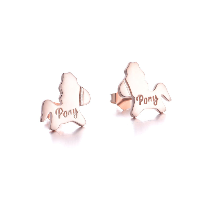 18k Gold and Sterling Silver Pony Earring