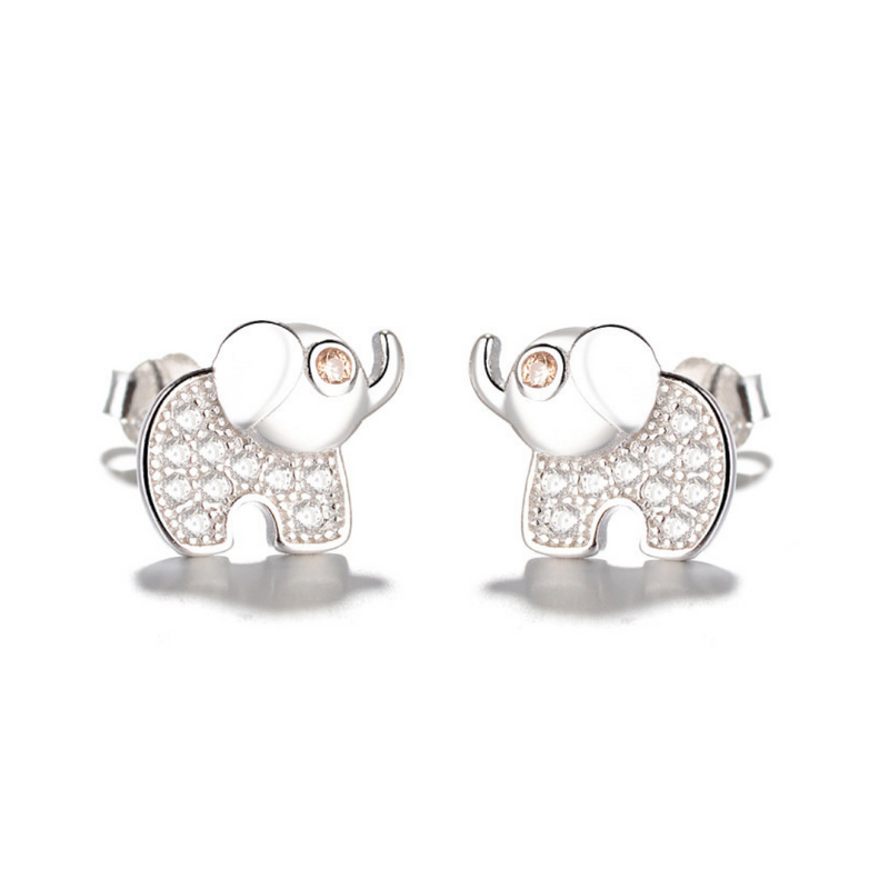 18k Gold Over Sterling Silver Elephant Stud with Citrine & White Topaz