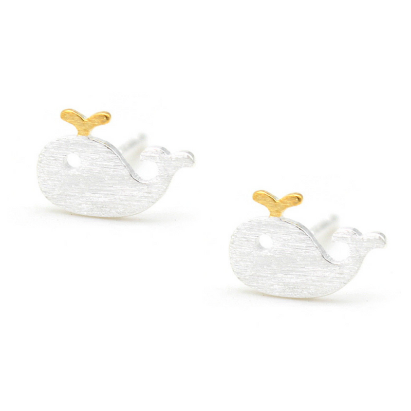 Sterling Silver Whale Earring Stud