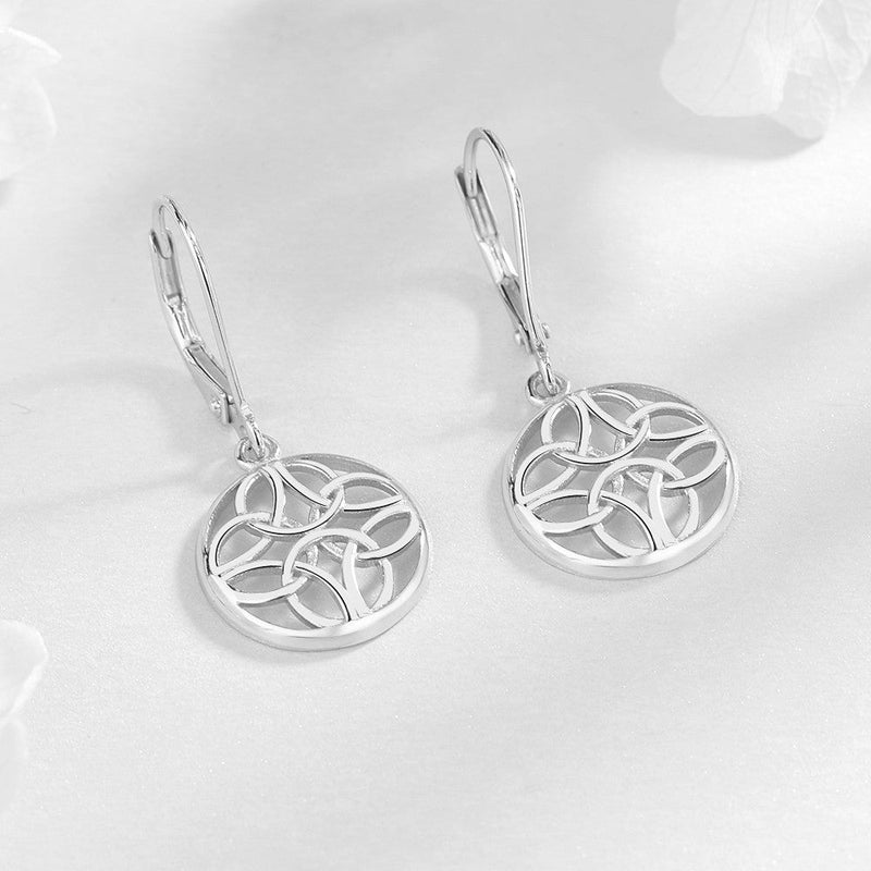 14K Gold and Sterling Silver Lever-Back Celtic Earring