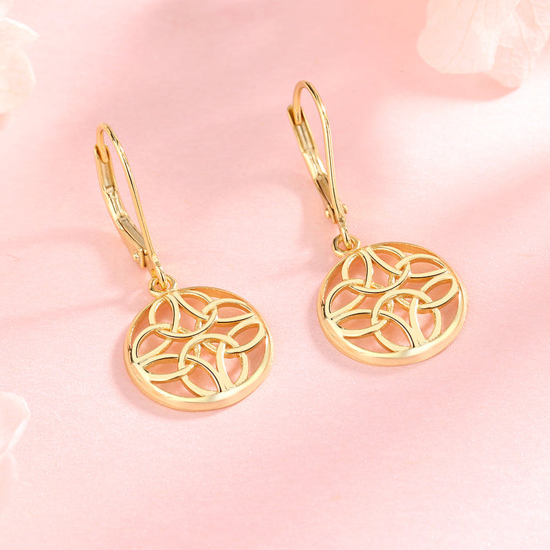 14K Gold and Sterling Silver Lever-Back Celtic Earring