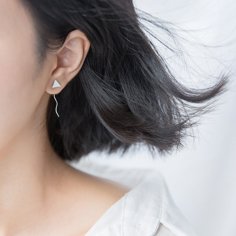 Sterling Silver Triangle with Spiral Pull-Through Earring