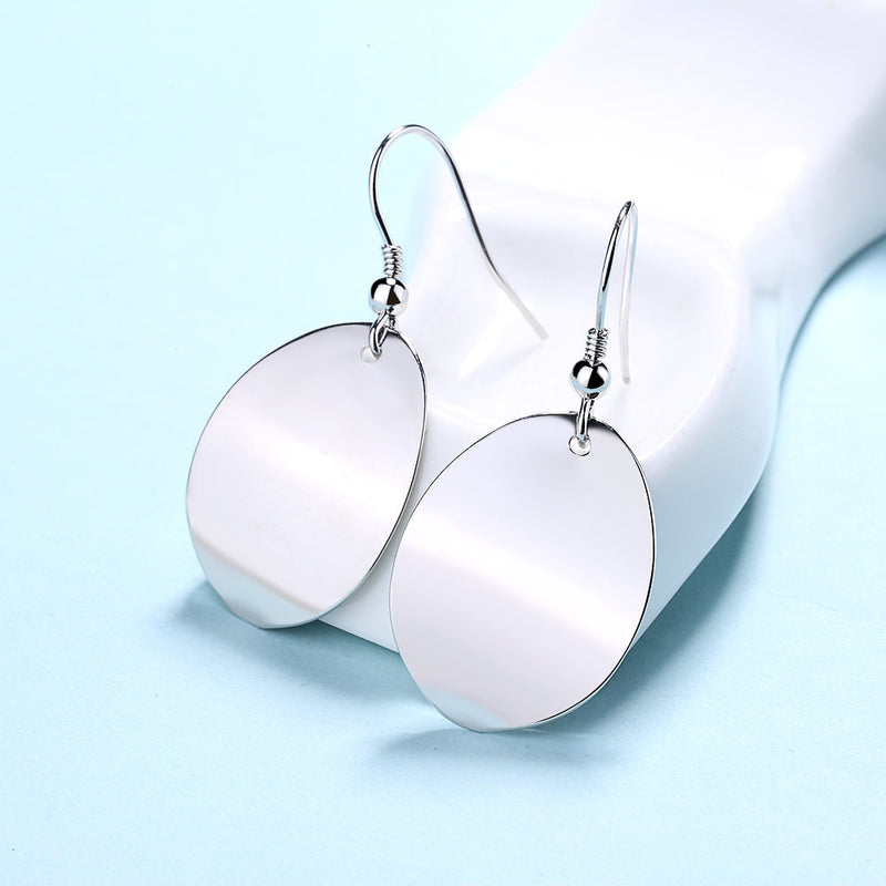 Sterling Silver Hammered Oval Hook Earrings