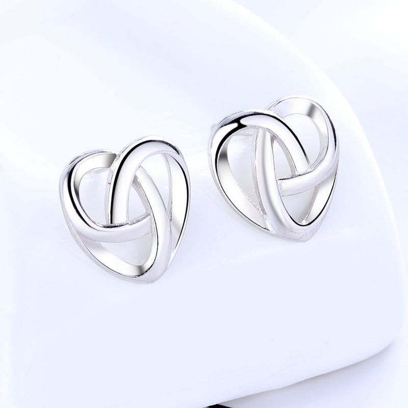 Sterling Silver Celtic Heart Earring Studs
