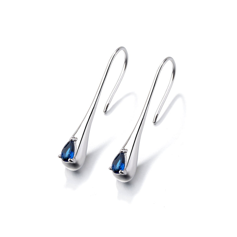 Amy and Annette Sterling Silver Sapphire Water Drop Earrings