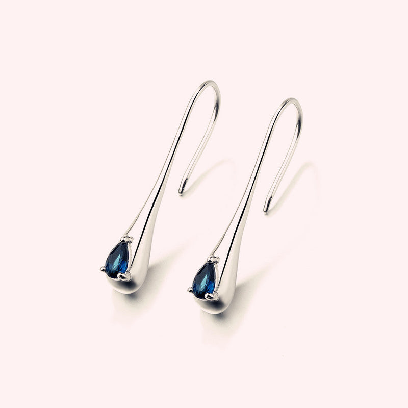 Amy and Annette Sterling Silver Sapphire Water Drop Earrings