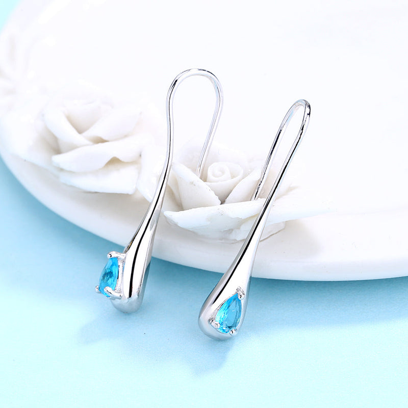 Sterling Silver Gemstone Water Drop Earrings