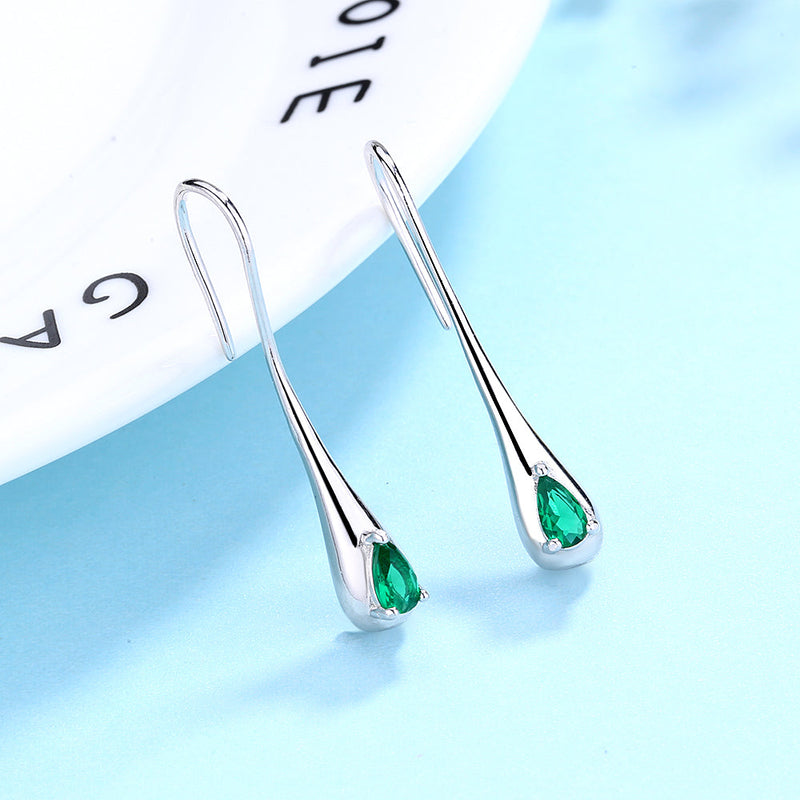 Sterling Silver Gemstone Water Drop Earrings