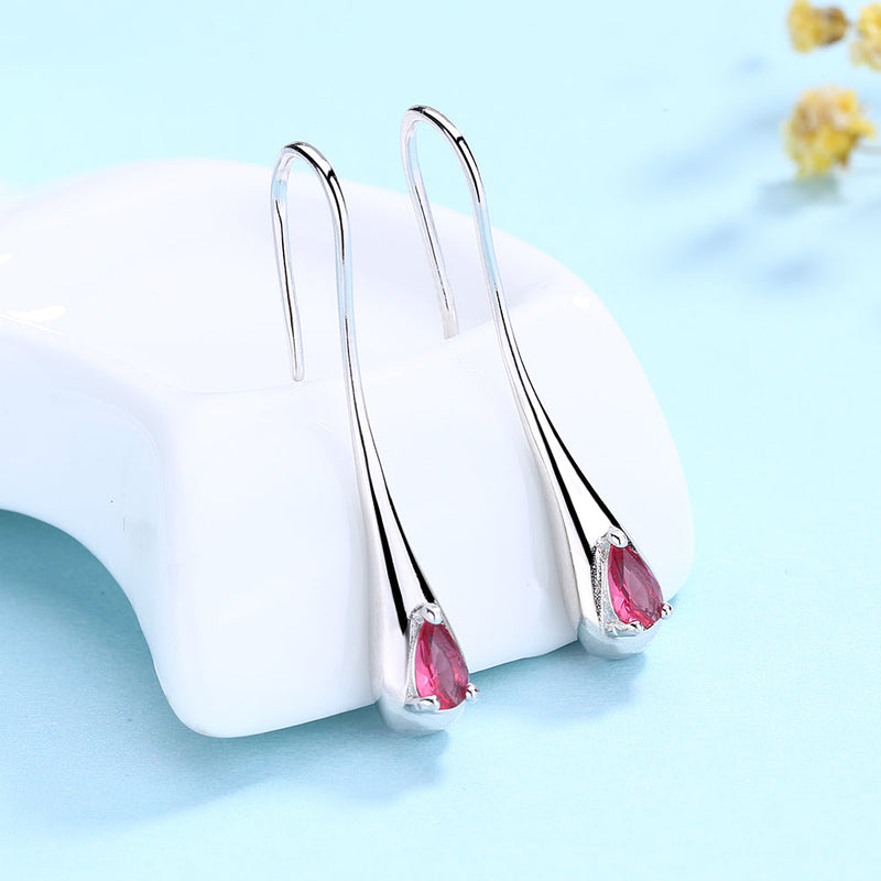 Sterling Silver Gemstone Water Drop Earrings
