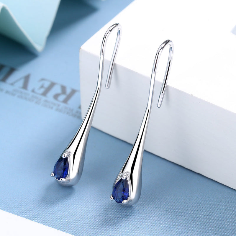 Sterling Silver Gemstone Water Drop Earrings
