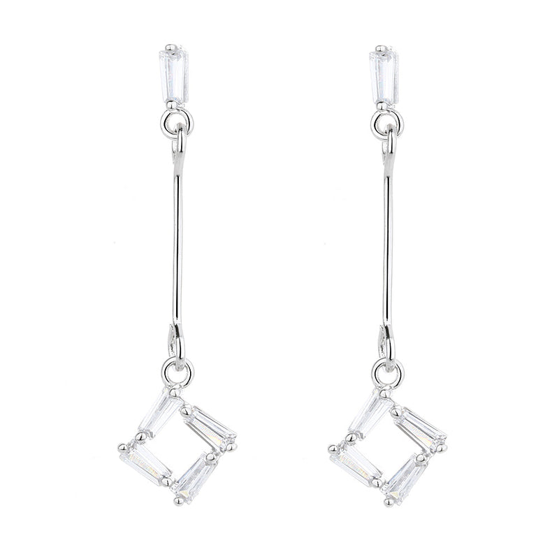 Swarovski Crystal Drop Baguette Sterling Silver Earrings
