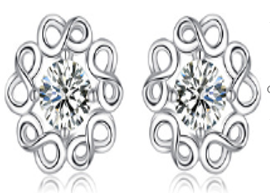 Sterling Silver Crystal Infinity Flower Earrings