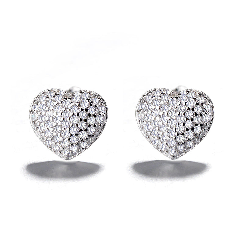 Sterling Silver  Crystal Encrusted Bubble Heart Stud Earring