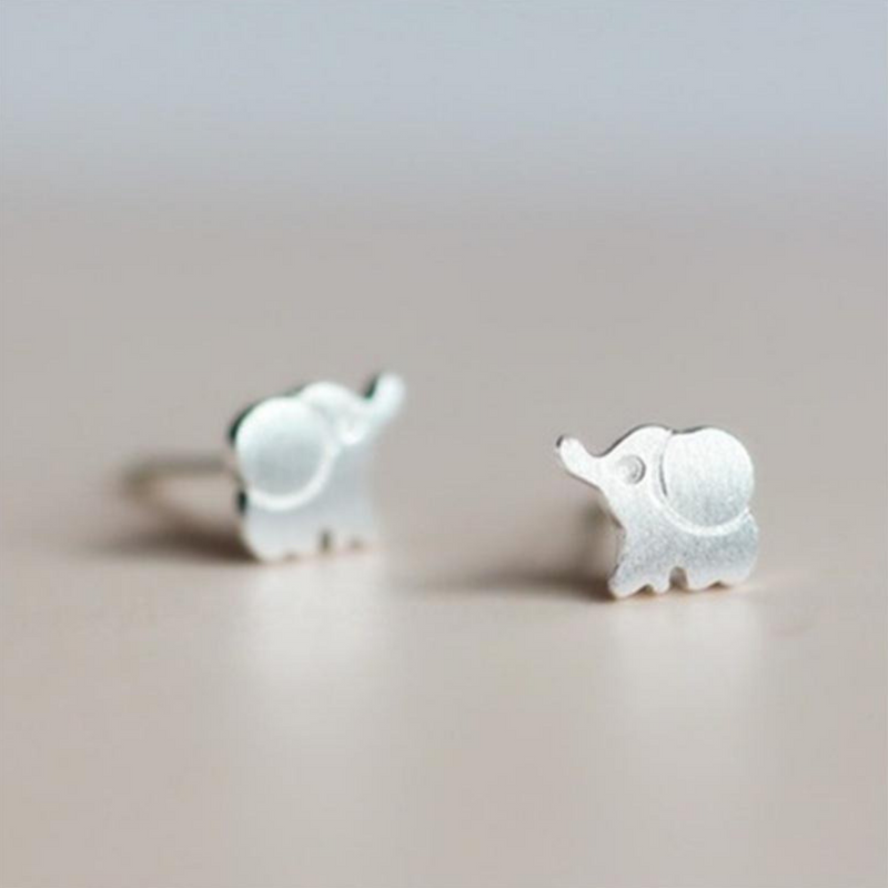 Sterling Silver Elephant Stud Earrings