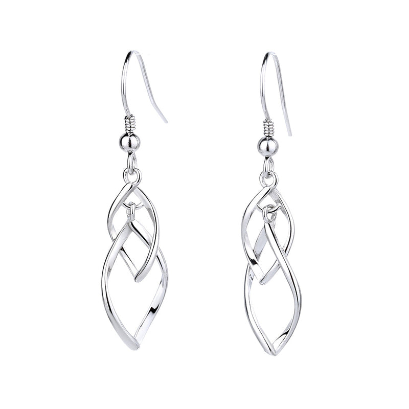 Sterling Silver Swirl Drop Earrings