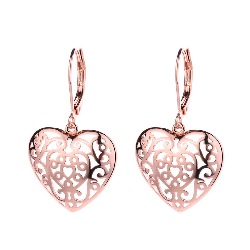14K Gold and Sterling Silver Filigree Heart Earring