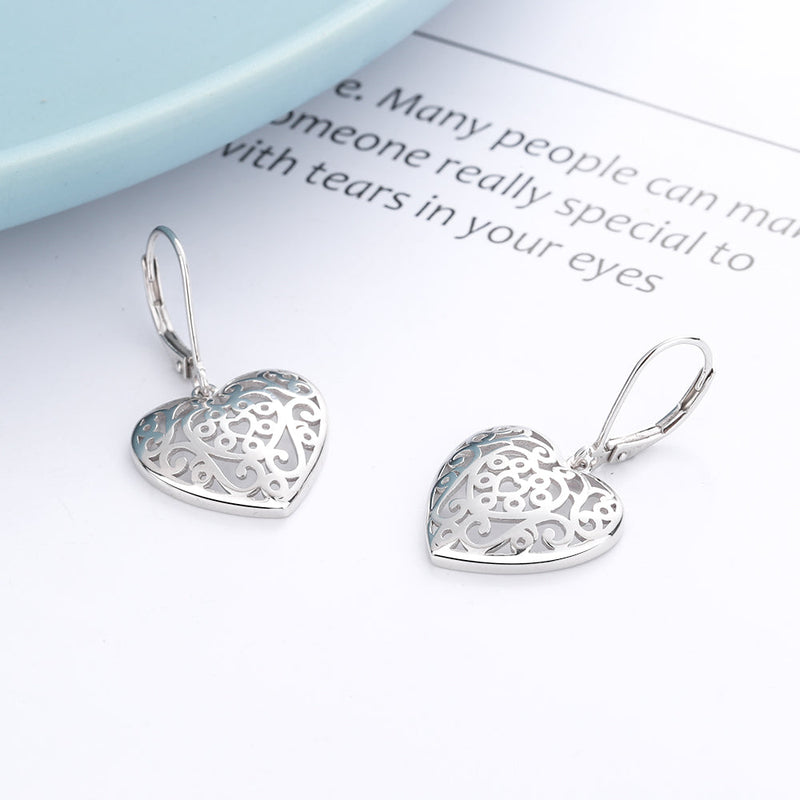 14K Gold and Sterling Silver Filigree Heart Earring