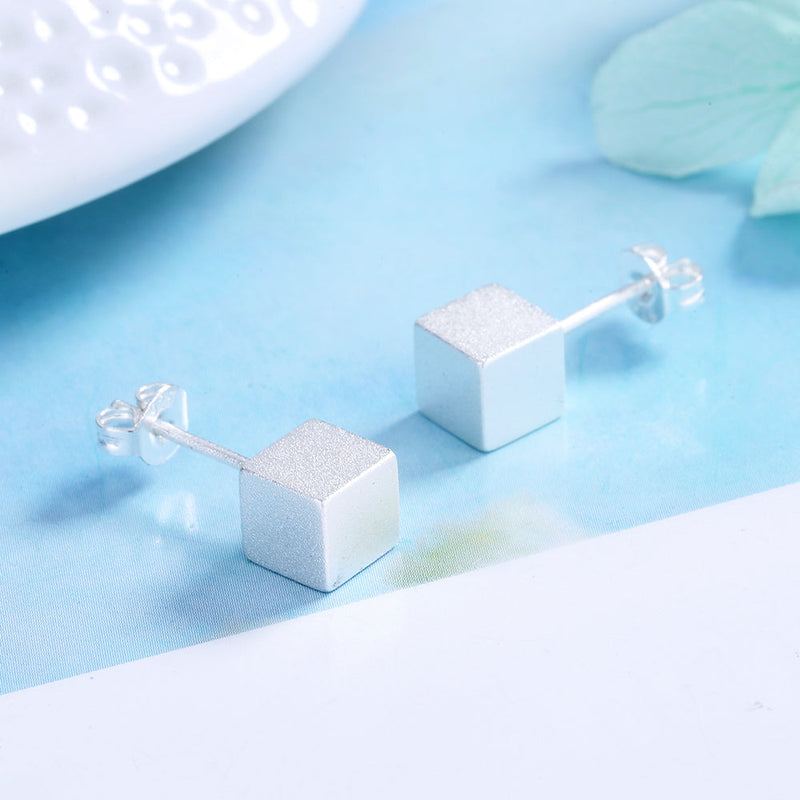 Sterling Silver Cube Earrings