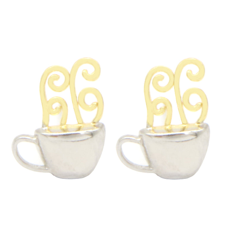 14K Gold and Sterling Silver Coffee Earrings
