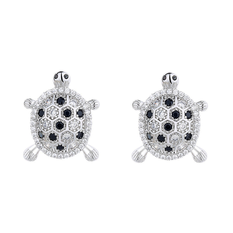 Sterling Silver Turtle Earrings with Preciosa Crystals