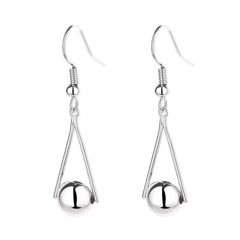 Sterling Silver Ball Drop Earrings with Hook Closure