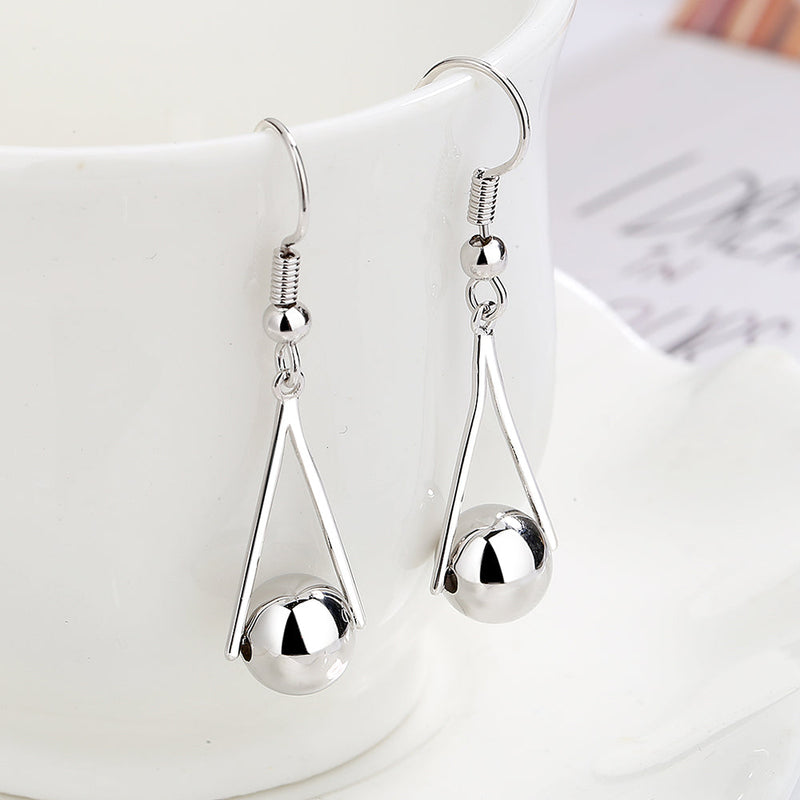 Sterling Silver Ball Drop Earrings with Hook Closure