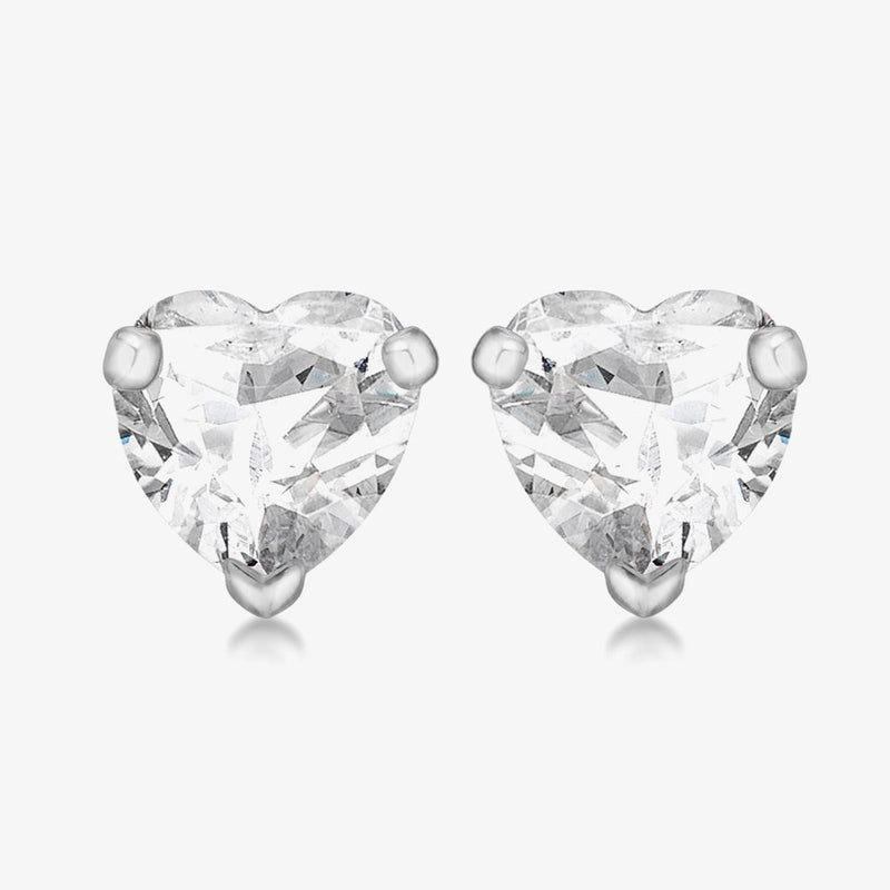 Amy and Annette Sterling Silver Crystal Heart Stud Earrings