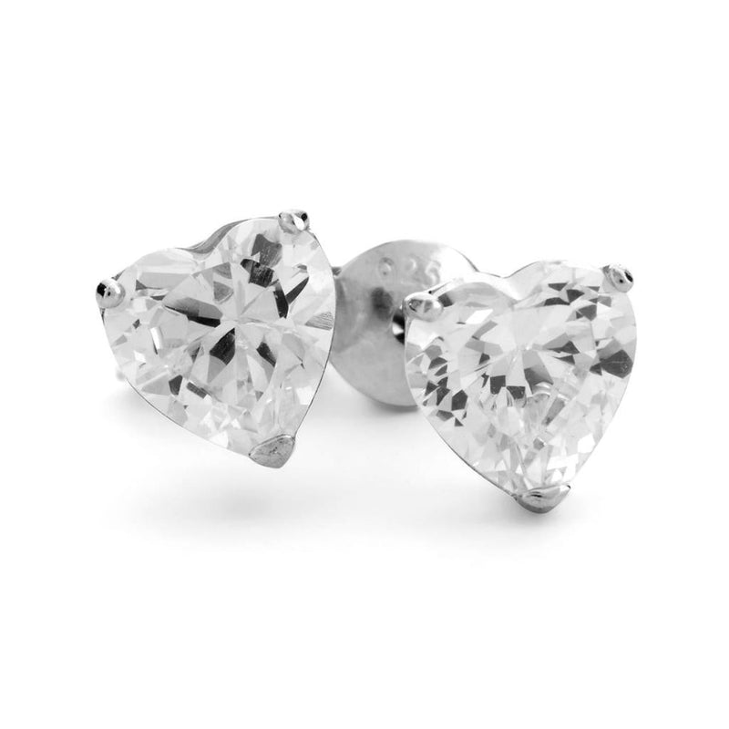 Amy and Annette Sterling Silver Crystal Heart Stud Earrings