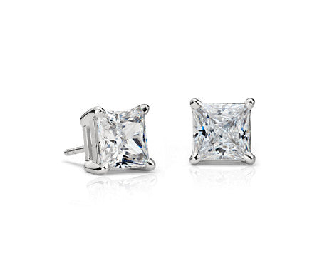Amy and Annette Sterling Silver Square Stud Earrings with crystals from Swarovski