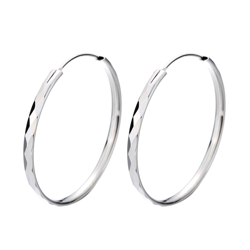 Amy and Annette Diamond Cut Sterling Silver Hoop Earrings (30mm)