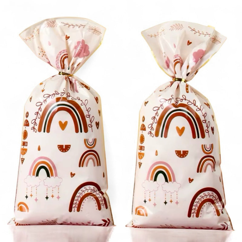 Boho Party Favor Bags for Adults - Rainbow Gift Wrap 10-Pack