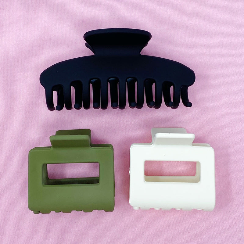Matte Muted Hair Claw Set