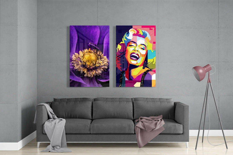 Marilyn Monroe 2 Pieces Combine Glass Wall Art