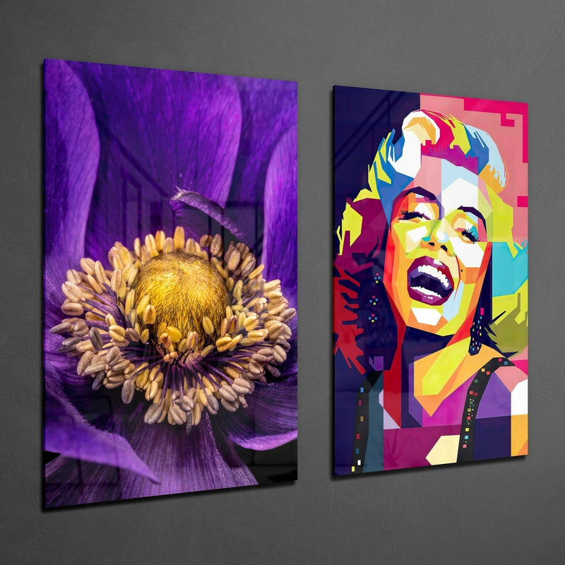 Marilyn Monroe 2 Pieces Combine Glass Wall Art