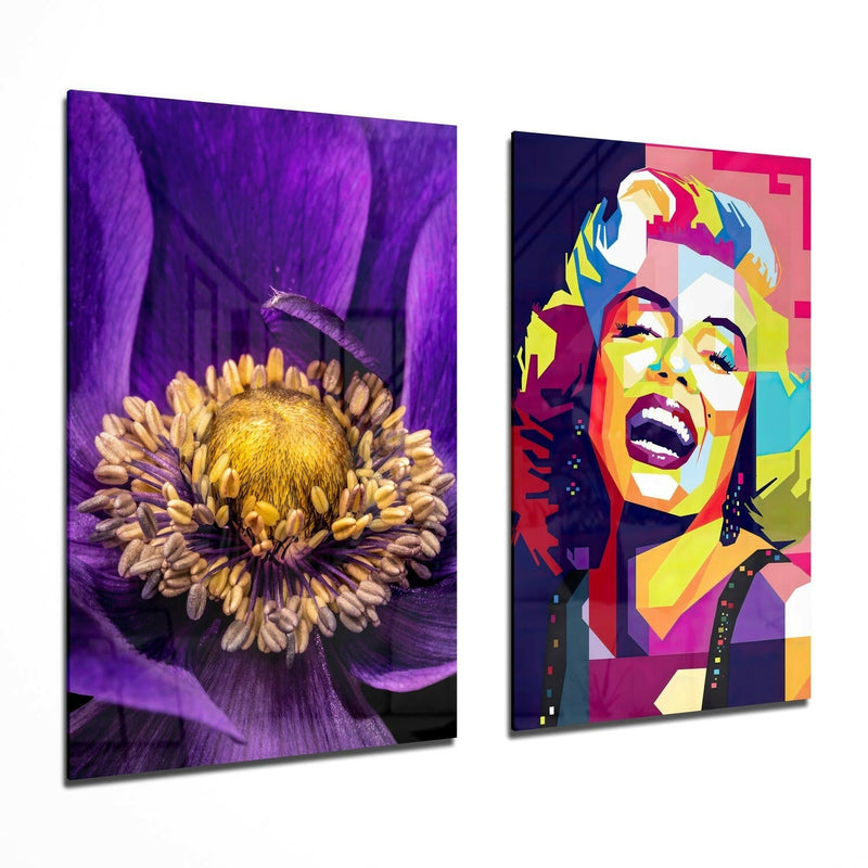 Marilyn Monroe 2 Pieces Combine Glass Wall Art
