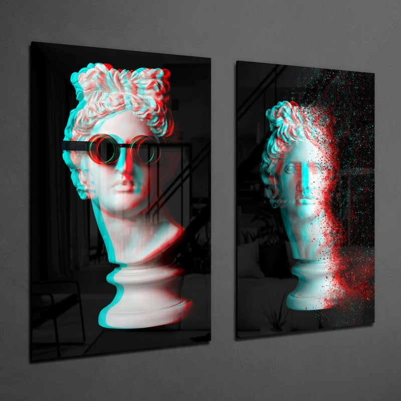 Statues 2 Pieces Combine Glass Wall Art
