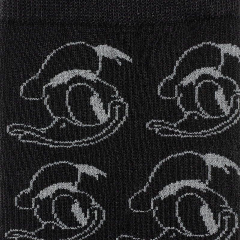 Disney Donald Duck Patterned Black Socks and Mickey Mouse Blue Lapel Pin Gift Set