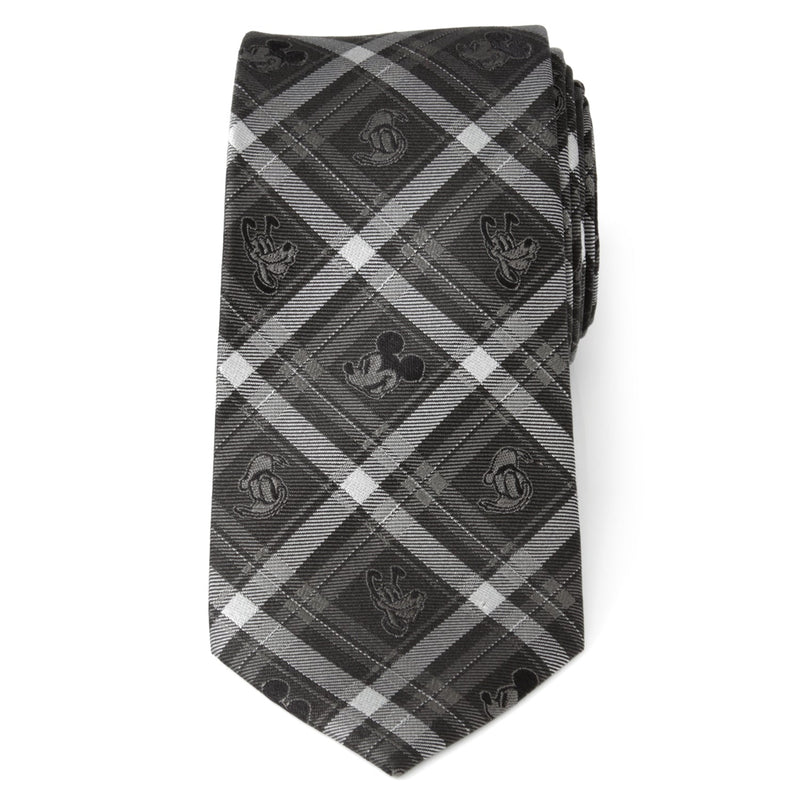 Disney Mickey and Friends Charcoal Plaid Men's Tie