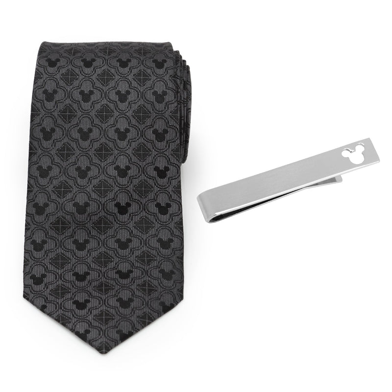 Disney Mickey Mouse Black Necktie and Tie Bar Gift Set