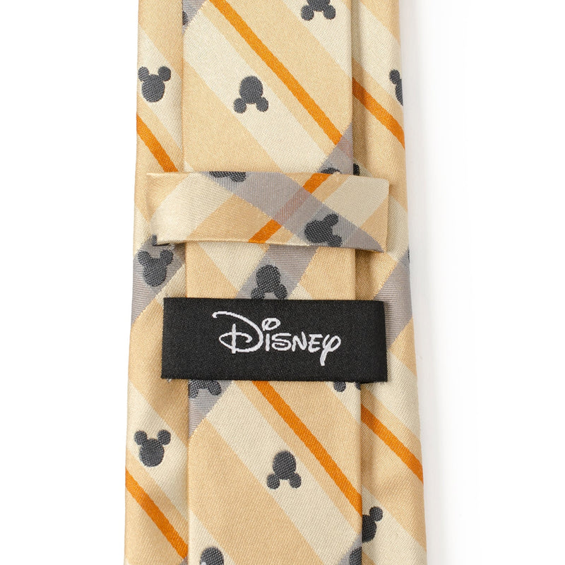 Disney Mickey Mouse Silhouette Tan Plaid Tie