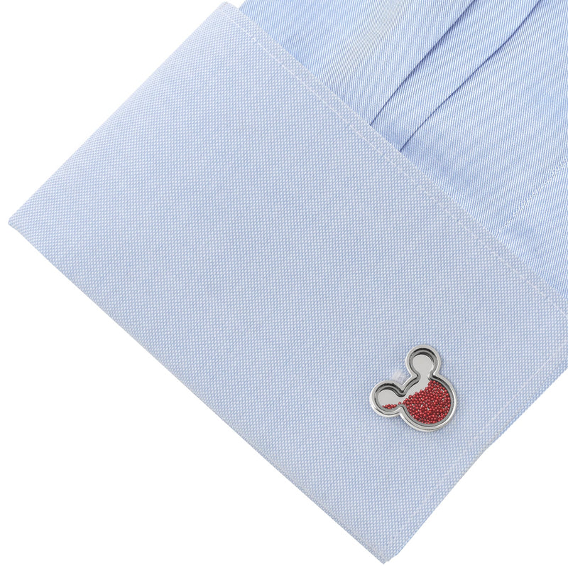 Disney Mickey Mouse Silhouette Red Caviar Bead Cufflinks